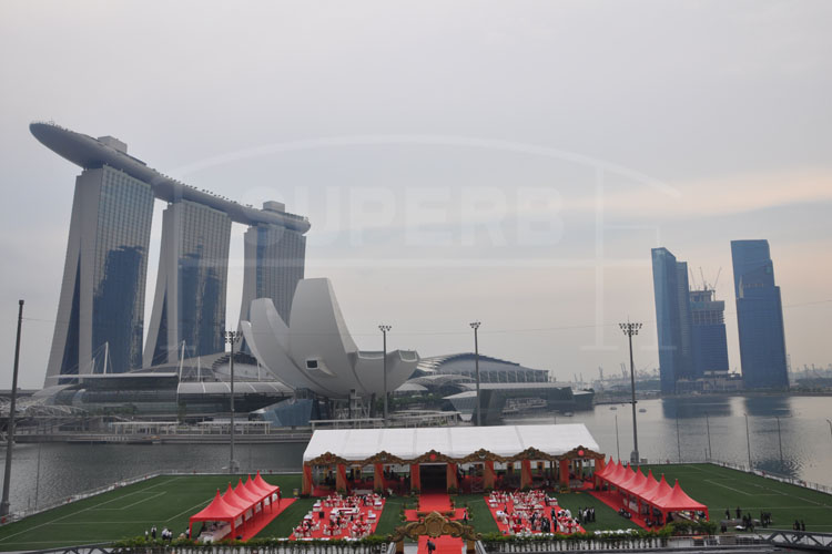 Red gazebo tent for wedding